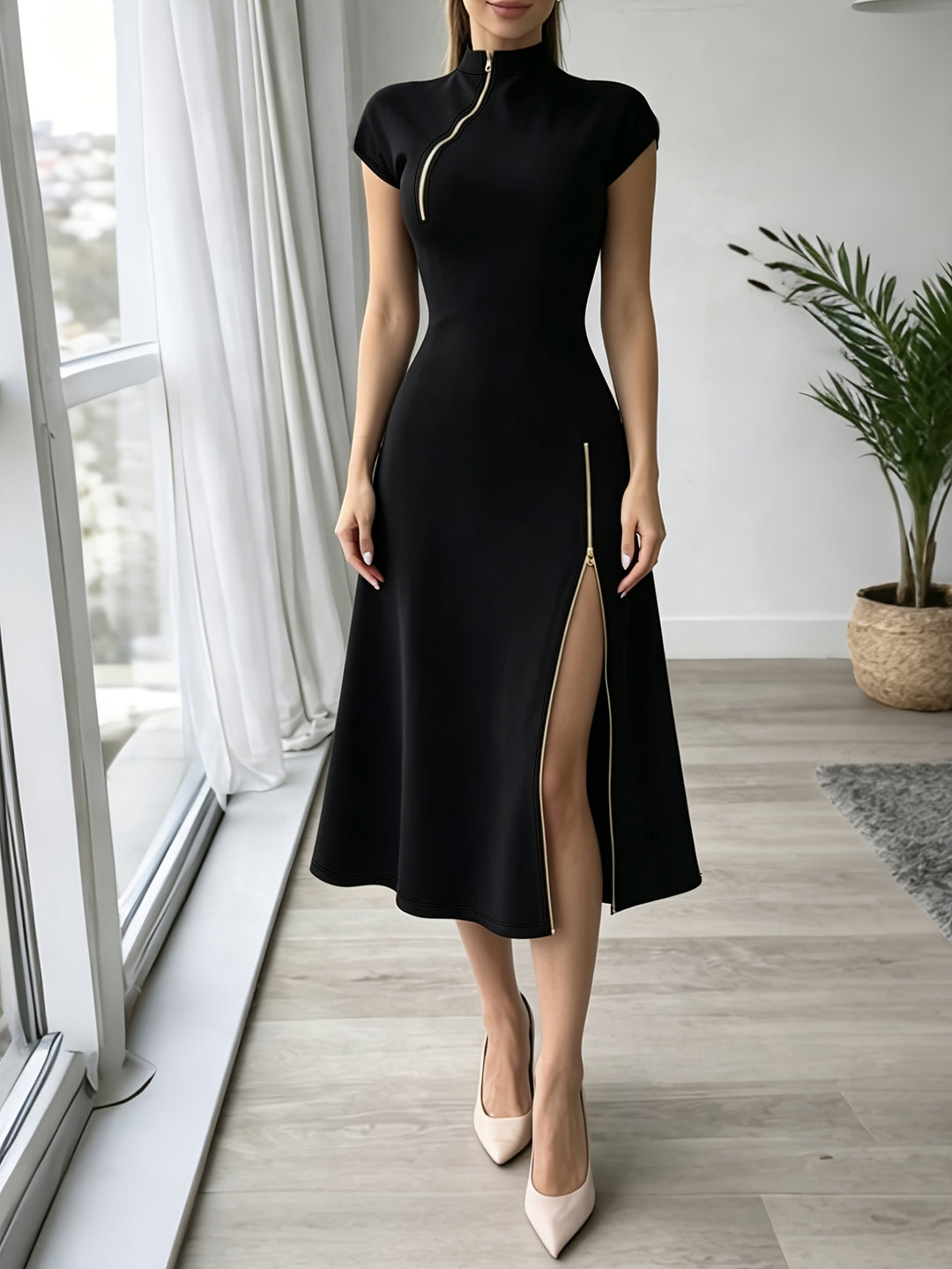 Valentina Zip Midi Dress