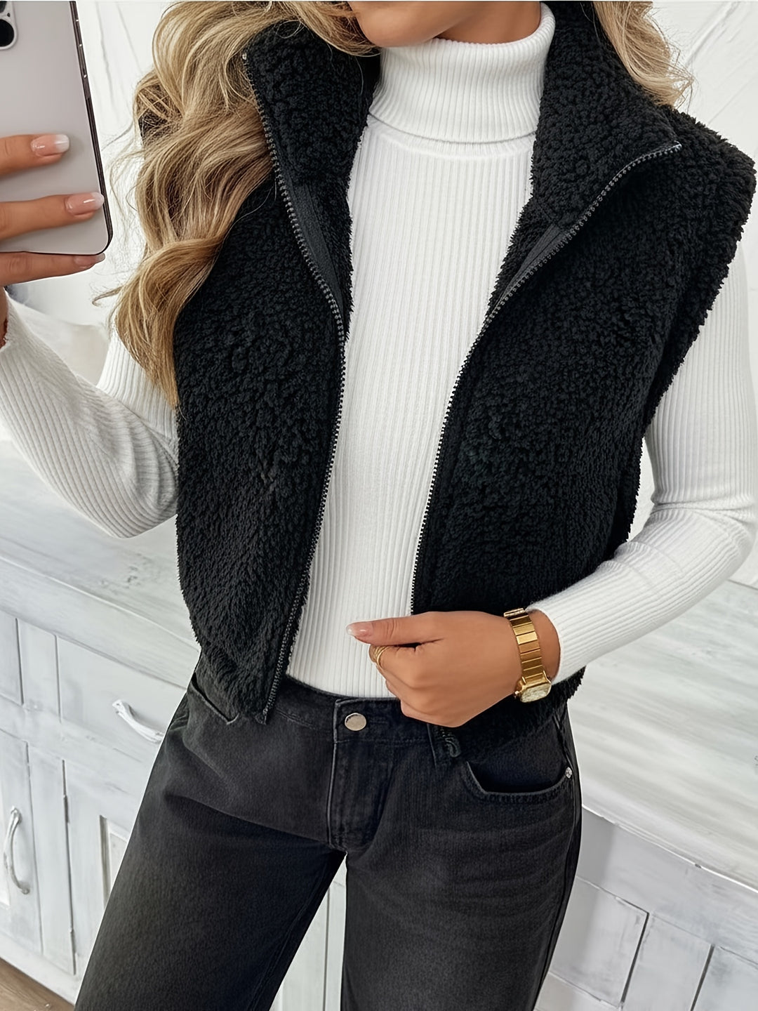 Vail Cropped Teddy Vest