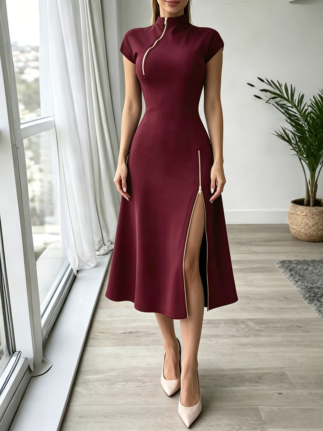 Valentina Zip Midi Dress
